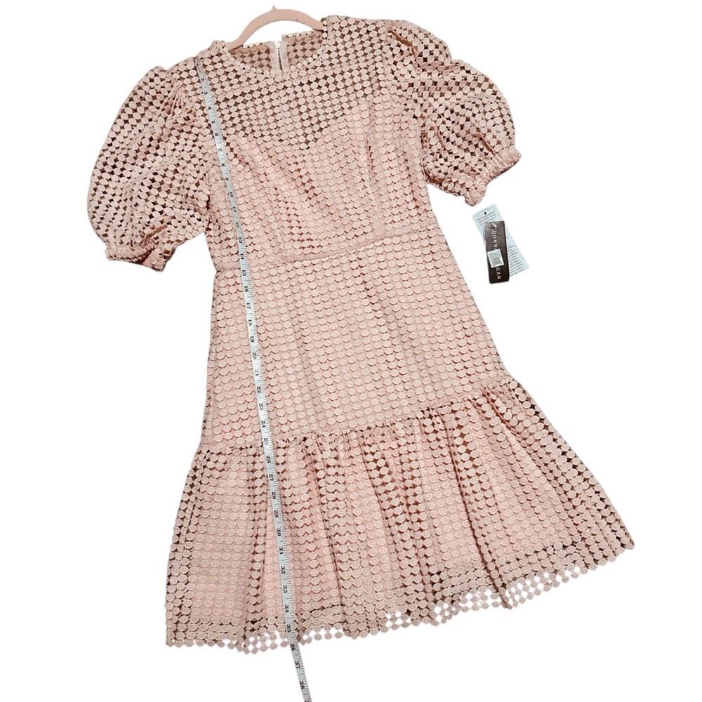 DONNA MORGAN NWT Blush Embroidered Lace Puff Sleeve Dress 2 - Picture 10 of 14